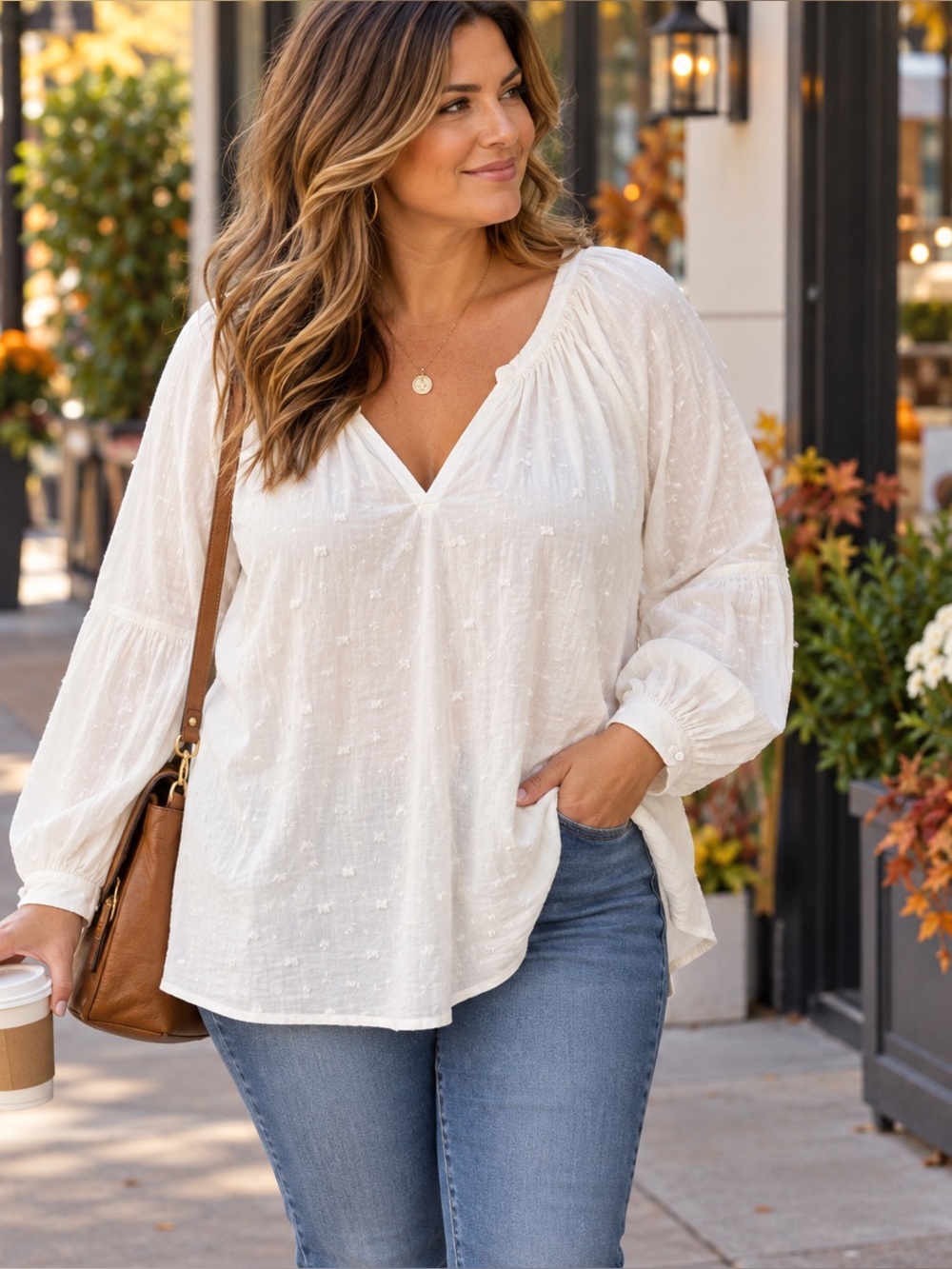 Old Navy Women’s White Textured Peasant Tunic Blouse Cotton Rayon Boho XXL